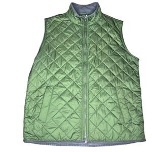Peter Millar Men’s Quilted Green Fleece Lined Full Zip Outdoor Golf Vest Size M